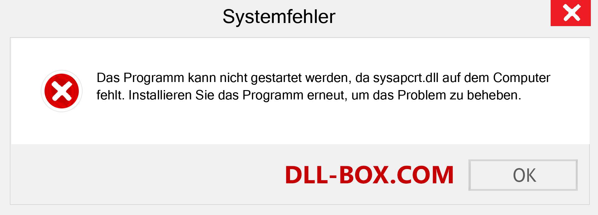 sysapcrt.dll-Datei fehlt?. Download für Windows 7, 8, 10 - Fix sysapcrt dll Missing Error unter Windows, Fotos, Bildern