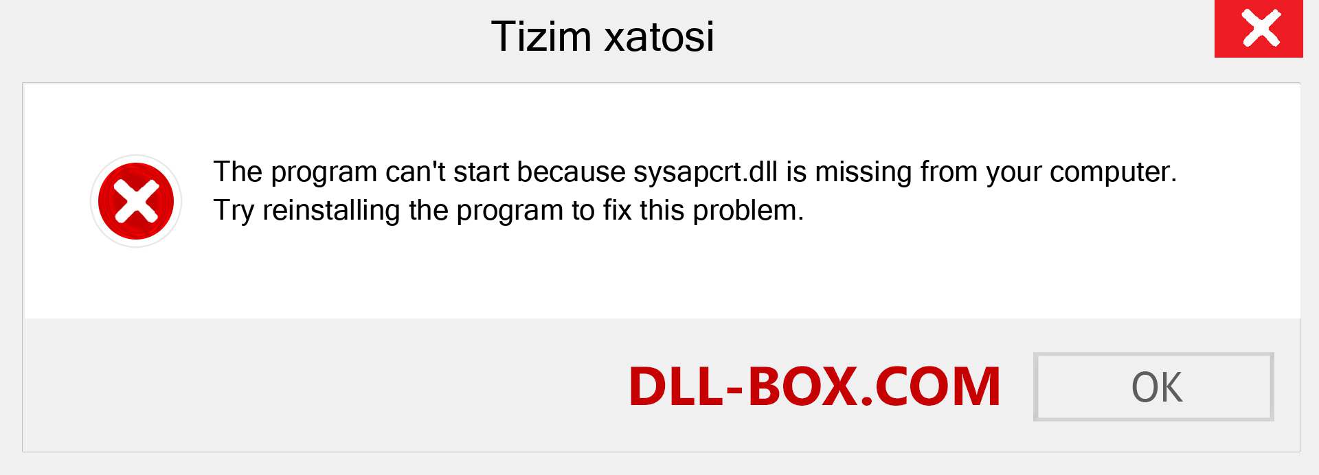 sysapcrt.dll fayli yo'qolganmi?. Windows 7, 8, 10 uchun yuklab olish - Windowsda sysapcrt dll etishmayotgan xatoni tuzating, rasmlar, rasmlar